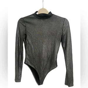 Forever 21 Silver Metallic Bodysuit Size Small